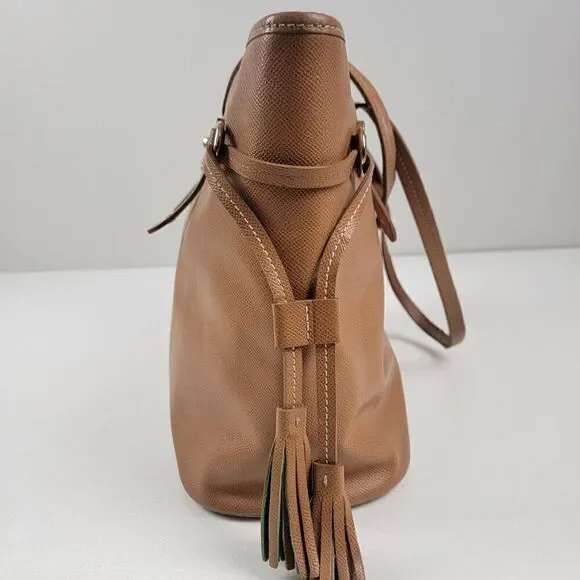 Dooney & Bourke Davis Tassel Saffiano Zip Shopper Tote Pebble Tan Leather Purse - Picture 2 of 16